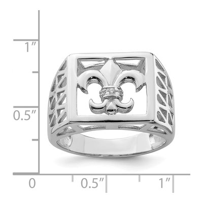 Men's Sterling Silver CZ Fleur de Lis Ring – view 4