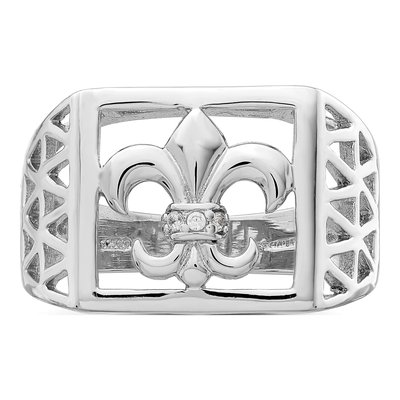 Men's Sterling Silver CZ Fleur de Lis Ring – view 6