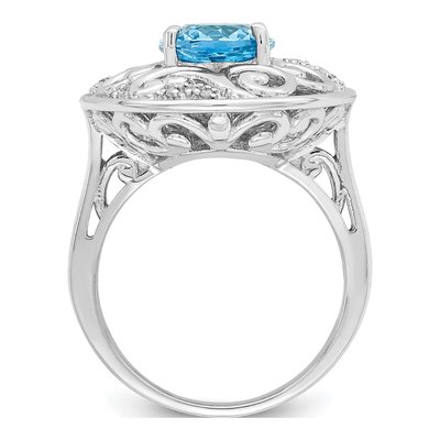 Sterling Silver 1/15 ct tw Swiss Blue Topaz & Diamond Ring – view 3