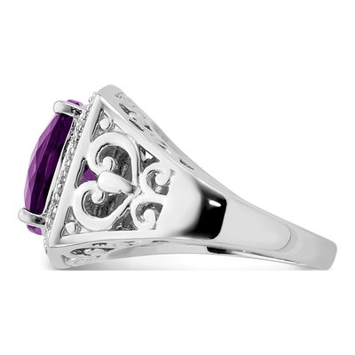 Sterling Silver 1/10 ct tw Amethyst & Diamond Ring – view 5