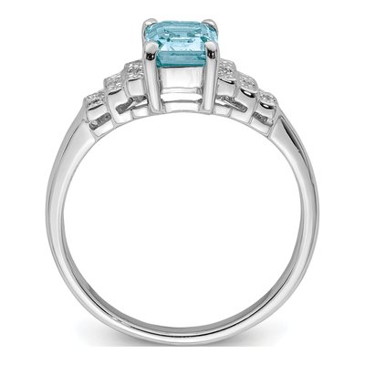 Sterling Silver Swiss Blue Topaz & Diamond Ring – view 2