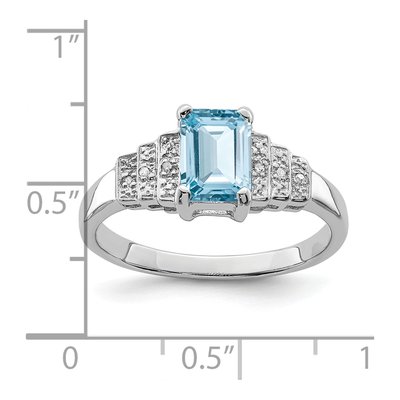 Sterling Silver Swiss Blue Topaz & Diamond Ring – view 3