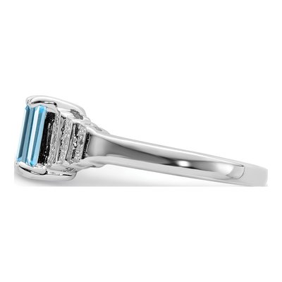 Sterling Silver Swiss Blue Topaz & Diamond Ring – view 4