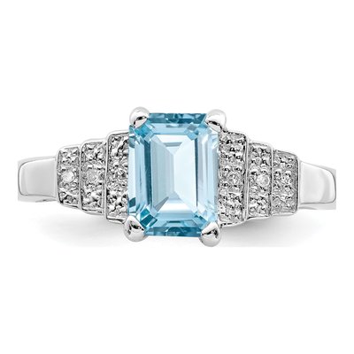 Sterling Silver Swiss Blue Topaz & Diamond Ring – view 5