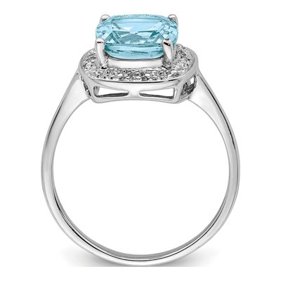 Sterling Silver Swiss Blue Topaz & Diamond Ring – view 3