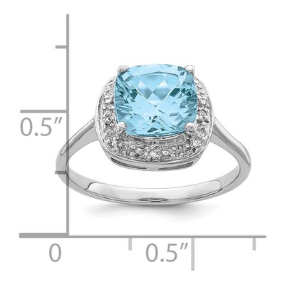 Sterling Silver Swiss Blue Topaz & Diamond Ring – view 4