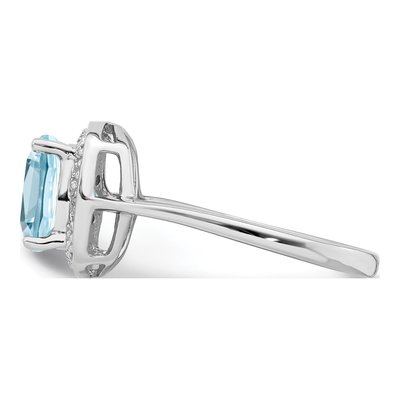 Sterling Silver Swiss Blue Topaz & Diamond Ring – view 5