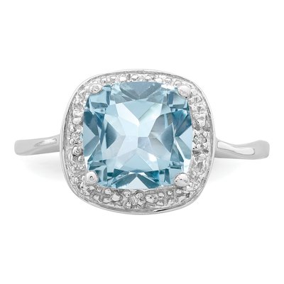 Sterling Silver Swiss Blue Topaz & Diamond Ring – view 6