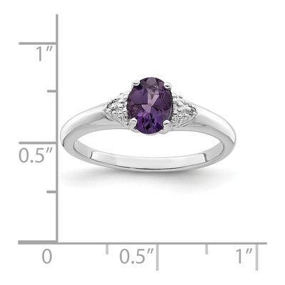 Sterling Silver Amethyst & Diamond Ring – view 4