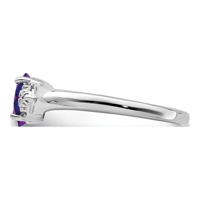 Sterling Silver Amethyst & Diamond Ring – view 5