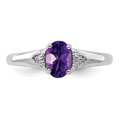 Sterling Silver Amethyst & Diamond Ring – view 6