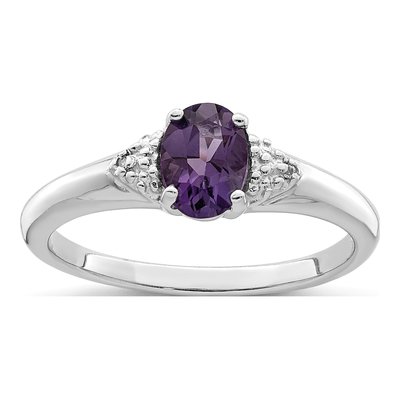 Sterling Silver Amethyst & Diamond Ring