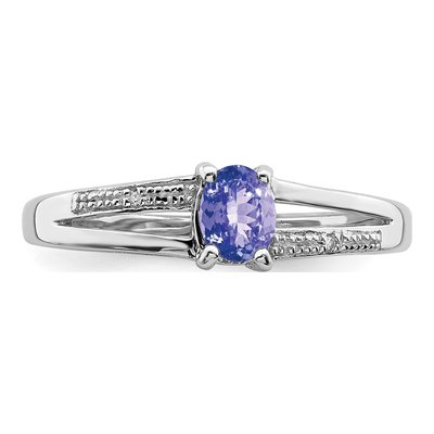 Sterling Silver Tanzanite & Diamond Ring – view 6