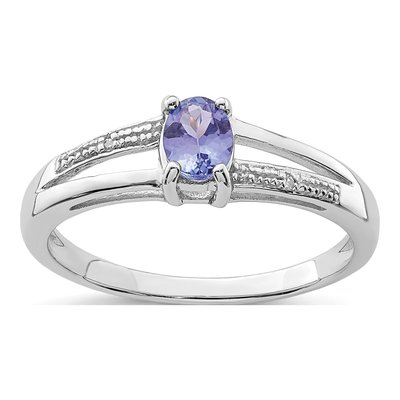 Sterling Silver Tanzanite & Diamond Ring