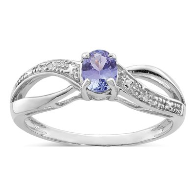 Sterling Silver Tanzanite & Diamond Ring
