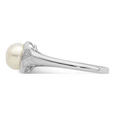 Sterling Silver Freshwater Cultured Pearl & Diamond Ring – view 3