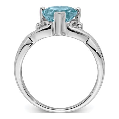 Sterling Silver Swiss Blue Topaz & Diamond Heart Ring – view 3