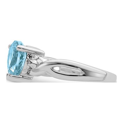 Sterling Silver Swiss Blue Topaz & Diamond Heart Ring – view 5