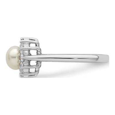 Sterling Silver Freshwater Cultured Pearl & CZ Ring – view 3