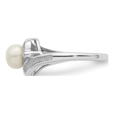 Sterling Silver Freshwater Cultured Pearl & Diamond Ring – view 3