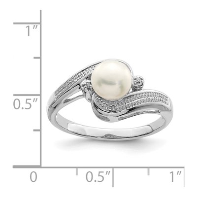 Sterling Silver Freshwater Cultured Pearl & Diamond Ring – view 4