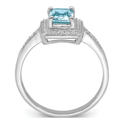 Sterling Silver Swiss Blue Topaz & Diamond Ring – view 3