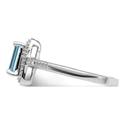 Sterling Silver Swiss Blue Topaz & Diamond Ring – view 4