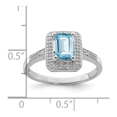 Sterling Silver Swiss Blue Topaz & Diamond Ring – view 5