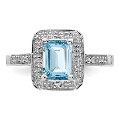 Sterling Silver Swiss Blue Topaz & Diamond Ring – view 6