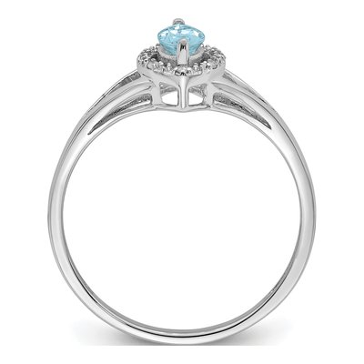 Sterling Silver Aquamarine & Diamond Marquise Ring – view 3