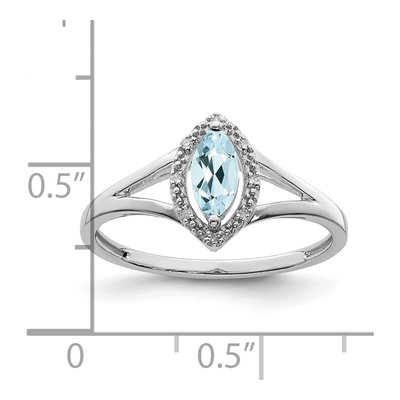 Sterling Silver Aquamarine & Diamond Marquise Ring – view 4