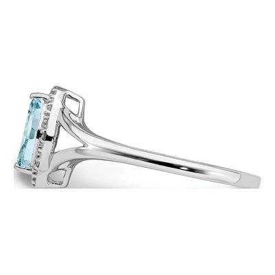 Sterling Silver Aquamarine & Diamond Marquise Ring – view 5