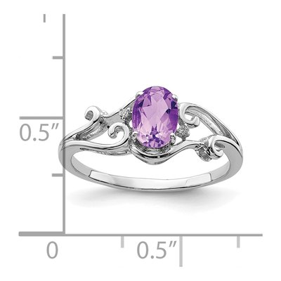 Sterling Silver Amethyst & Diamond Oval Ring – view 4