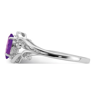 Sterling Silver Amethyst & Diamond Oval Ring – view 5