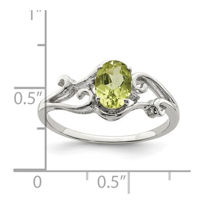 Sterling Silver Peridot & Diamond Oval Ring – view 4