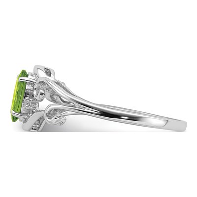 Sterling Silver Peridot & Diamond Oval Ring – view 5