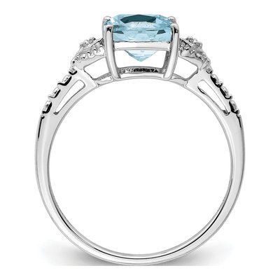 Sterling Silver Aquamarine & Diamond Ring – view 3