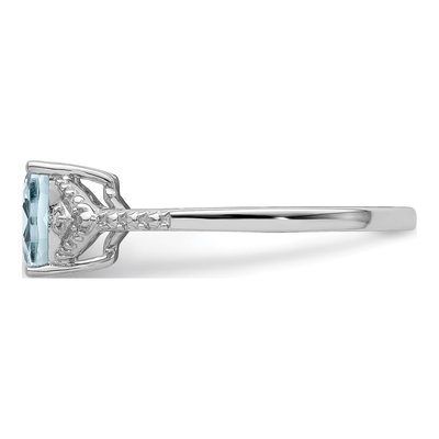 Sterling Silver Aquamarine & Diamond Ring – view 4