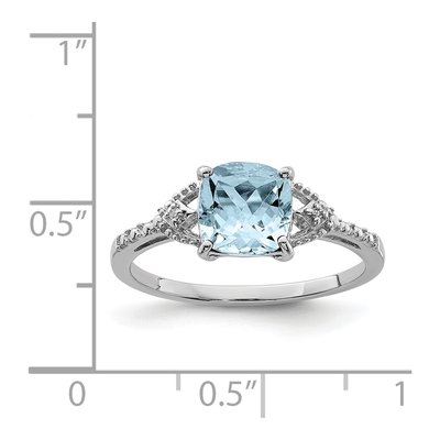 Sterling Silver Aquamarine & Diamond Ring – view 5