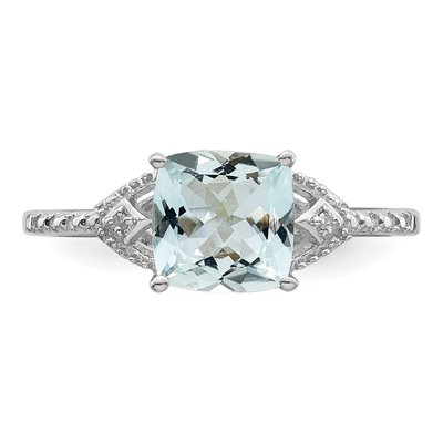 Sterling Silver Aquamarine & Diamond Ring – view 6