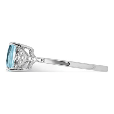 Sterling Silver Sky Blue Topaz & Diamond Ring – view 4