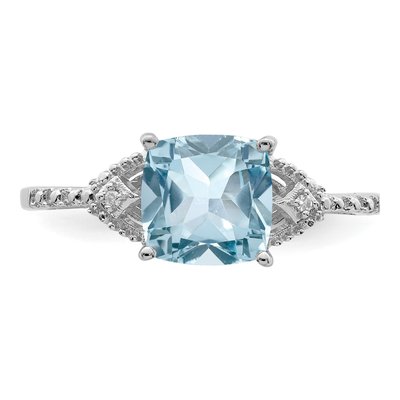 Sterling Silver Sky Blue Topaz & Diamond Ring – view 6