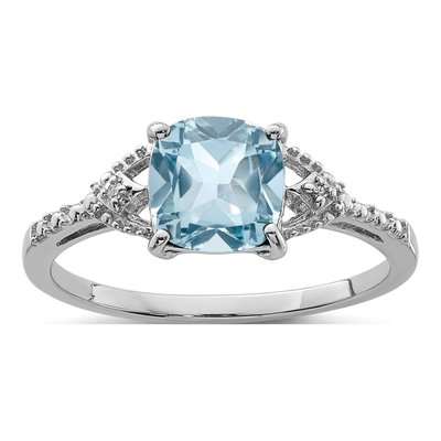 Sterling Silver Sky Blue Topaz & Diamond Ring