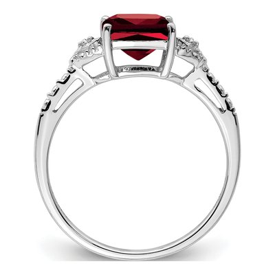 Sterling Silver Garnet & Diamond Ring – view 3