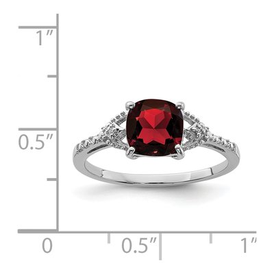 Sterling Silver Garnet & Diamond Ring – view 4