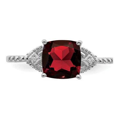 Sterling Silver Garnet & Diamond Ring – view 6