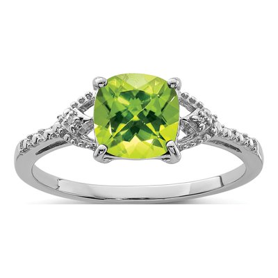 Sterling Silver Peridot & Diamond Ring