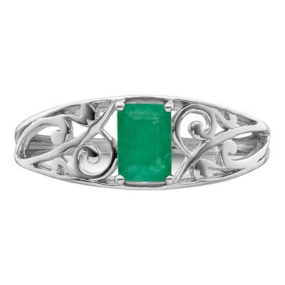 Sterling Silver Emerald Natural Ring – view 6