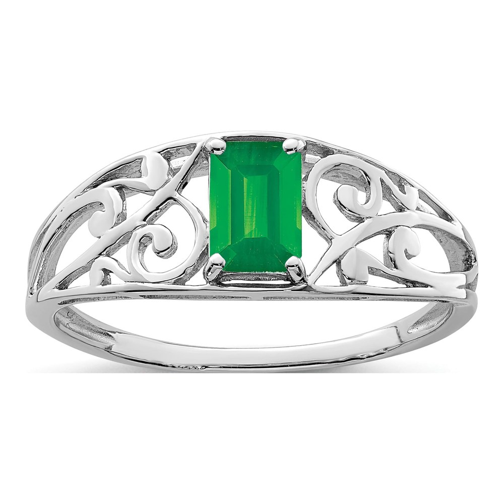 Sterling Silver Emerald Natural Ring