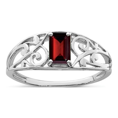 Sterling Silver Garnet Natural Ring
